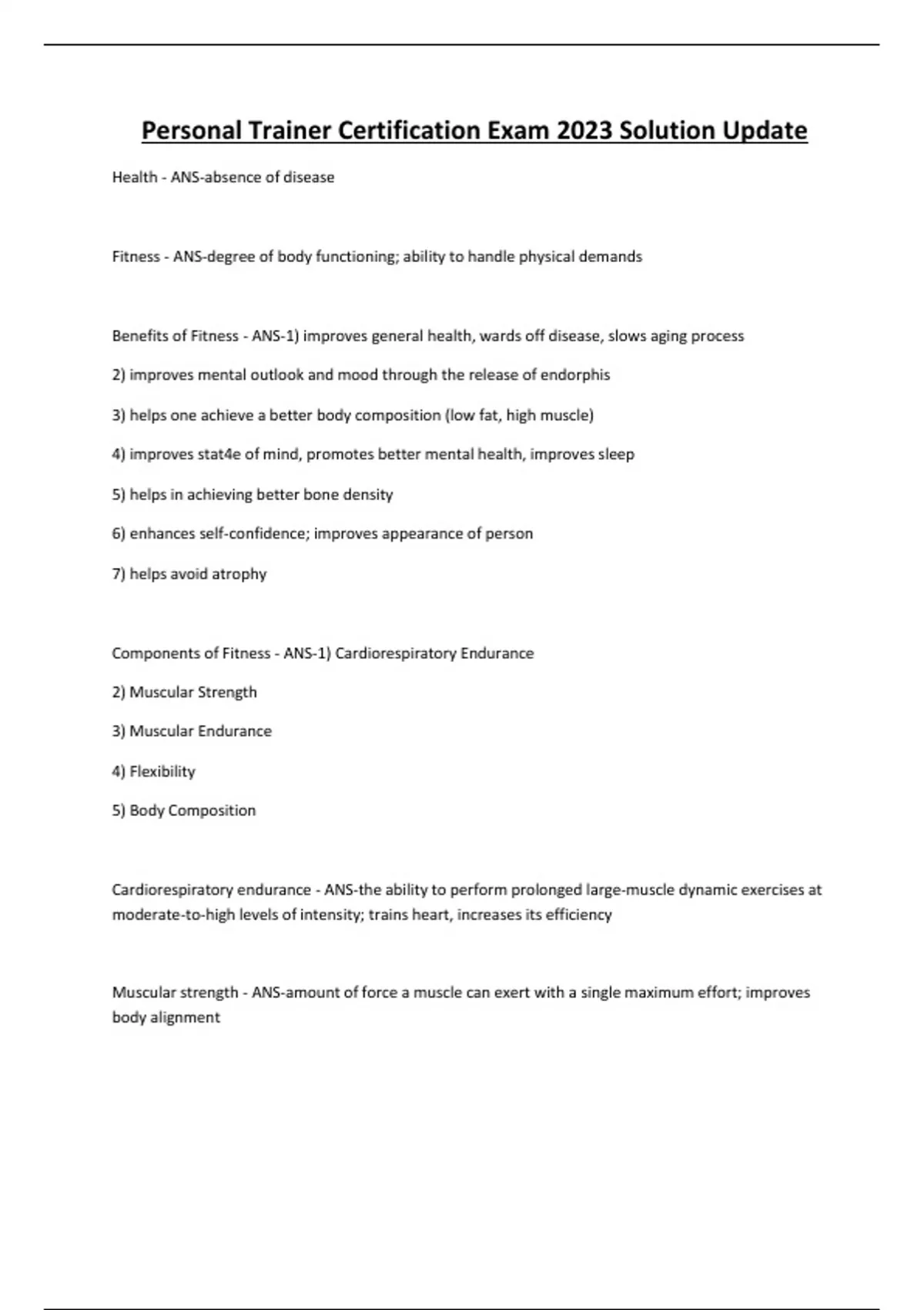 Personal Trainer Certification Exam 2023 Solution Update Personal