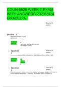 COUN 6626 WEEK 7 EXAM WITH ANSWERS 2023&sol;2024 GRADED A&plus;