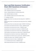 Epa Lead Risk Assessor Certification Exam 2023 Questions & Answers&excl;