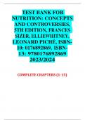 TEST BANK FOR  NUTRITION: CONCEPTS  AND CONTROVERSIES,  5TH EDITION, FRANCES SIZER, ELLIEWHITNEY, LEONARD PICHÉ, ISBN10: 0176892869, ISBN13: 9780176892869 2023/2024