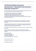 ATI NCLEX Medical Surgical Assessment 1 Questions and Answers  (Already Graded A+)