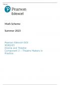 Pearson Edexcel GCE 9DR0/03 Drama and Theatre Component 3  MARK SCHEME Summer 2023: Theatre Makers in Practice