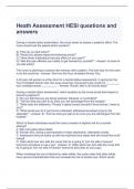 Heath Assessment HESI questions and answers