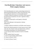 Oral Health Quiz 2 Questions And Answers With Complete Solutions