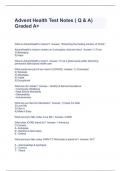 Advent Health Test Notes &lpar; Q & A&rpar; Graded A&plus;