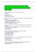 DDS Exam I Questions with 100&percnt; Correct Answers &vert; Verified &vert; Updated 2023-2024