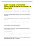 CLEP COLLEGE COMPOSITION RHETORICAL ANALYSIS WITH VERIFIED SOLUTIONS