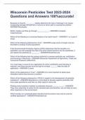 Wisconsin Pesticides Test 2023-2024 Questions and Answers 100&percnt;accurate&excl;