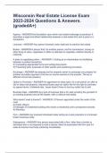 Wisconsin Real Estate License Exam 2023-2024 Questions & Answers&period; &lpar;gradedA&plus;&rpar;