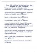 Chem 1020 Lab Final Verified Questions And Answers 2023/2024 Study Quiz