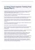 Ca Smog Check Inspector Training Final Review &lpar;Part 1&rpar; Exam Questions and Answers