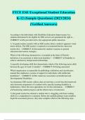 FTCE ESE Exceptional Student Education K-12 &lpar;Sample Questions&rpar; &lpar;2023&sol;2024&rpar; &lpar;Verified Answers&rpar;