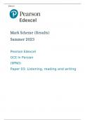 Pearson Edexcel GCE In Persian (9PN0) Paper 03 MARK SCHEME (Results) Summer 2023: Listening, reading and writing
