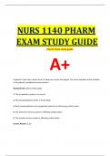 NURS 1140 PHARM  EXAM STUDY GUIDE Pharm Exam study guide A&plus;