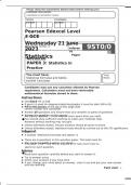 Pearson Edexcel Level 3 GCE Advanced PAPER 3 Statistics in Practice June 2023