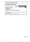 Pearson Edexcel Level 3  History of Art Advanced PAPER 1 Visual analysis and themes June 2023