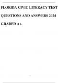 FLORIDA CIVIC LITERACY TEST QUESTIONS AND ANSWERS 2024 GRADED A+.