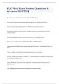 ELC Final Exam Review Questions & Answers 2023&sol;2024