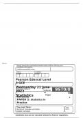 Pearson Edexcel Level 3 GCE Statistics Advanced PAPER 3 JUNE 2023 QUESTION PAPER: Statistics in Practice