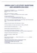 GREEN LIGHT 2 ATI STUDY QUESTIONS AND ANSWERS 2023-2024
