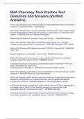 NHA Pharmacy Tech Practice Test Questions and Answers &lpar;Verified Answers&rpar;&period;