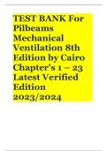 TEST BANK For Pilbeams Mechanical Ventilation 8th Edition by Cairo Chapter's 1 – 23 Latest Verified Edition 2023/2024 