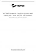 NUR 2459 Exam 1 Review Mental And Behavioral Health Nursing - Rasmussen
