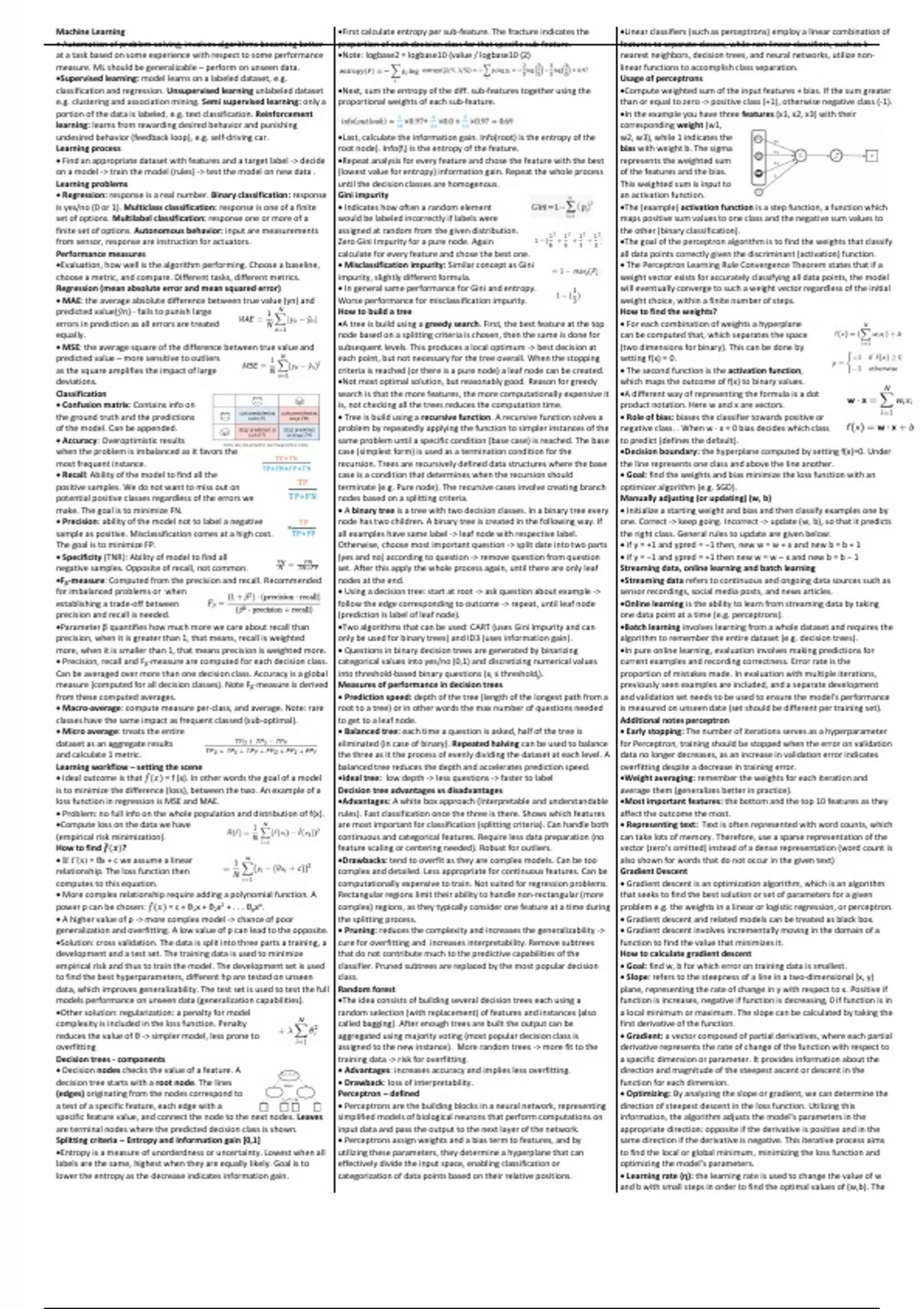 Summary Machine Learning Cheat Sheet - Machine Learning (880083M6 ...