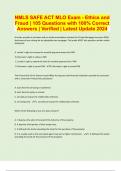 NMLS SAFE ACT MLO Exam - Ethics and Fraud &vert; 105 Questions with 100&percnt; Correct Answers &vert; Verified &vert; Latest Update 2024 &vert; 38 Pages
