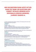 ANP 650 MIDTERM EXAM LATEST ACTUAL  EXAM TEST BANK 100 QUESTIONS AND  CORRECT DETAILED ANSWERS WITH  RATIONALES (VERIFIED ANSWERS)  |ALREADY GRADED A+