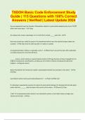 TXDOH Basic Code Enforcement Study Guide &vert; 115 Questions with 100&percnt; Correct Answers &vert; Verified &vert; Latest Update 2024
