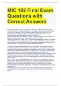 MIC 102 Final Exam Questions with Correct Answers
