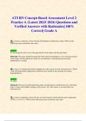 ATI RN Concept-Based Assessment Level 2 Practice A (Latest 2023/ 2024) Questions and Verified Answers with Rationales| 100% Correct| Grade A