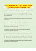 CHC and CHFM Exam Study Guide &vert; Verified &vert; Latest Update 2024 &vert; 88 Pages