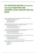 ATI NUTRITION RETAKE &num;4-Level 2&colon;  Corrected QUESTIONS AND  ANSWERS LATEST UPDATE FOR 2023 EXAM