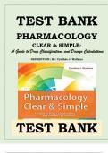 Test Bank for Pharmacology Clear and Simple: A Guide to Drug Classifications and Dosage Calculations Third Edition by Cynthia J. Watkins 9780803666528 Chapter 1-21, A+ guide.