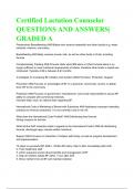 Certified Lactation Counselor QUESTIONS AND ANSWERS| GRADED A