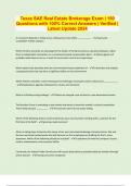 Texas SAE Real Estate Brokerage Exam &vert; 150 Questions with 100&percnt; Correct Answers &vert; Verified &vert; Latest Update 2024 &vert; 35 Pages