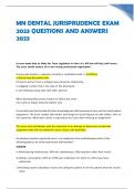 MN DENTAL JURISPRUDENCE EXAM  2023 QUESTIONS AND ANSWERS 2023