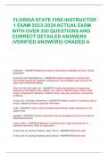 FLORIDA STATE FIRE INSTRUCTOR  1 EXAM 2023-2024 ACTUAL EXAM WITH OVER 300 QUESTIONS AND  CORRECT DETAILED ANSWERS  &lpar;VERIFIED ANSWERS&rpar; GRADED A