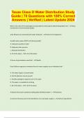 Texas Class D Water Distribution Study Guide &vert; 70 Questions with 100&percnt; Correct Answers &vert; Verified &vert; Latest Update 2024