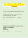Class D Water License &ndash; Texas &vert; 300 Questions with 100&percnt; Correct Answers &vert; Verified &vert; Latest Update 2024 &vert; 29 Pages