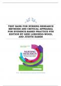 TEST BANK FOR NURSING RESEARCH METHODS AND CRITICAL APPRAISAL FOR EVIDENCE-BASED PRACTICE 9TH EDITION BY GERI LOBIONDO-WOOD&comma; AND JUDITH HABER