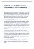 Idaho Life and Health Final Exam Questions With Complete Answers&period;