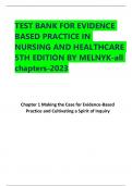 TEST BANK FOR EVIDENCE BASED PRACTICE IN NURSING AND HEALTHCARE 5TH EDITION BY MELNYK-all chapters-2023