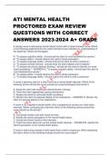 ATI MENTAL HEALTH PROCTORED EXAM REVIEW QUESTIONS WITH CORRECT ANSWERS 2023-2024 A+ GRADE