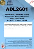 ADL2601 Assignment 1 (COMPLETE ANSWERS) Semester 1 2024 (666189)- DUE 8 April 2024