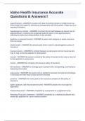 Idaho Health Insurance Accurate Questions & Answers&excl;&excl;