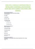 CWB LEVEL 2 MODULE 8 &lpar;INTRODUTION TO  METALLURGY & MATERIAL SPECIFICATION&rpar;  EXAM Q&A WITH CORRECT SOLUTIONS 100&percnt;  VERIFIED&period;