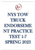 NYS Tow Truck Endorsement Practice Test 1-7 Spring 2023 with complete solution Questions and Answers